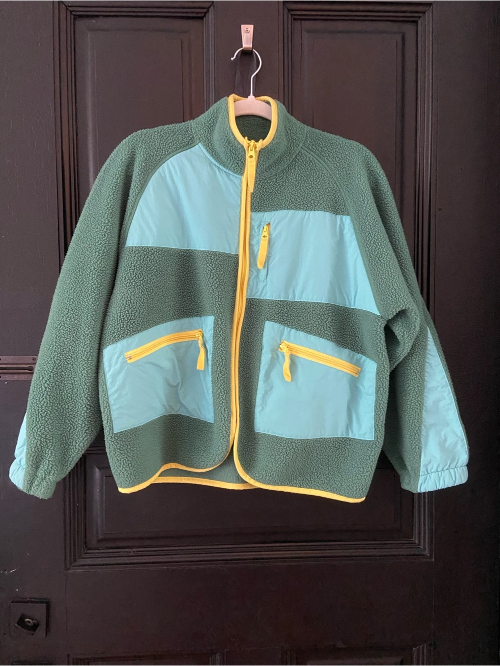 BDG color block fleece zip up